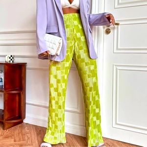 High waist pull on textured pants